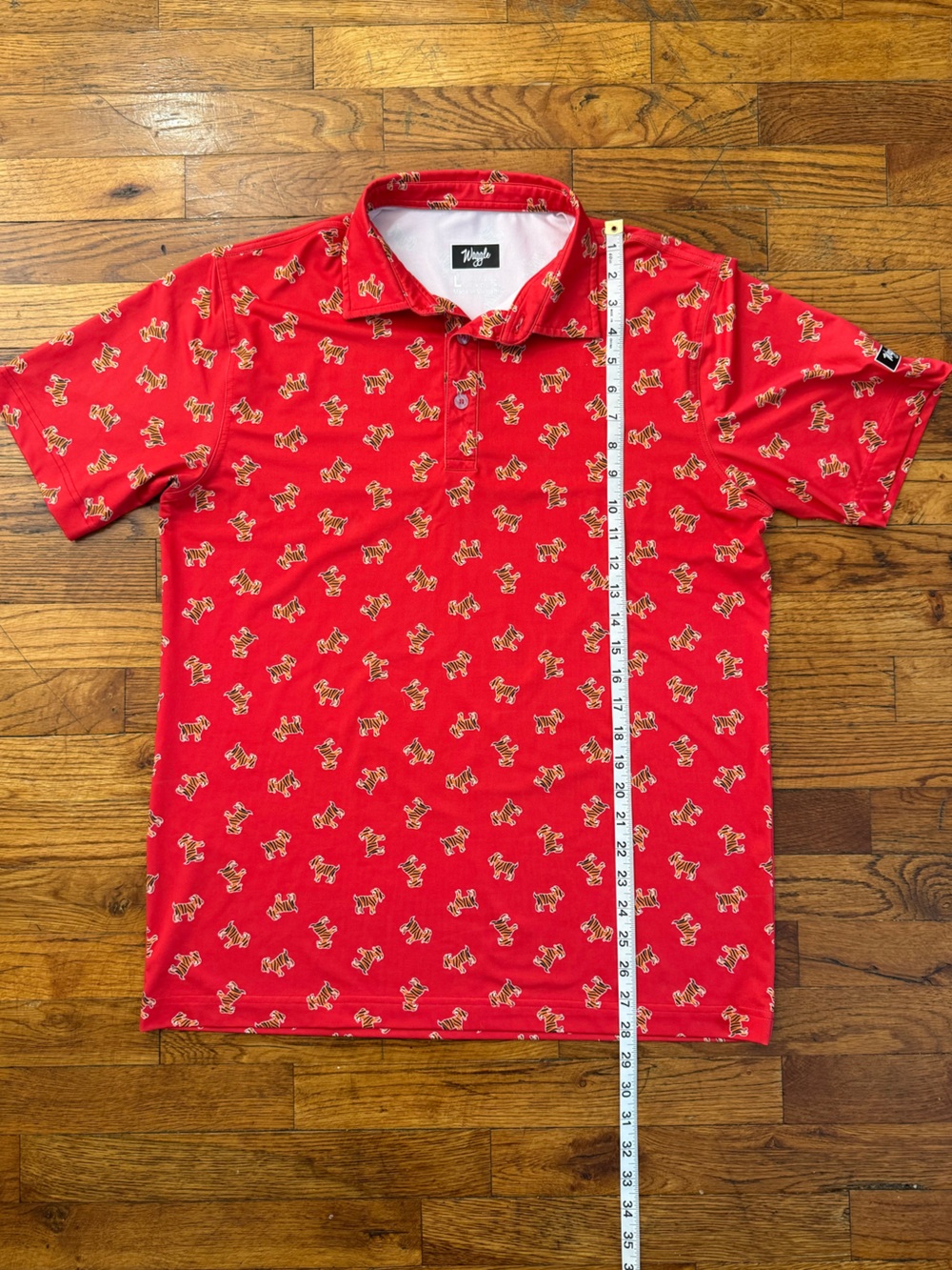 Waggle Golf The GOAT Sunday Red Tiger Stripe Goat Performance Polo Men’s Size L - Picture 7 of 11